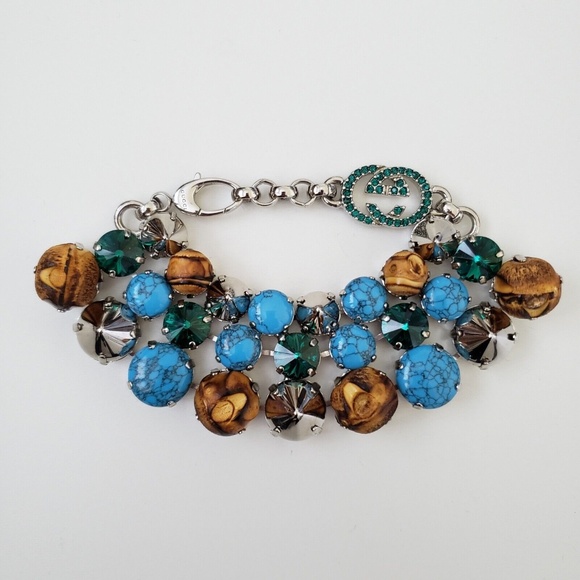 Gucci Statement Necklace & Bracelet Set Bamboo Swarovski Crystals - Picture 3 of 12
